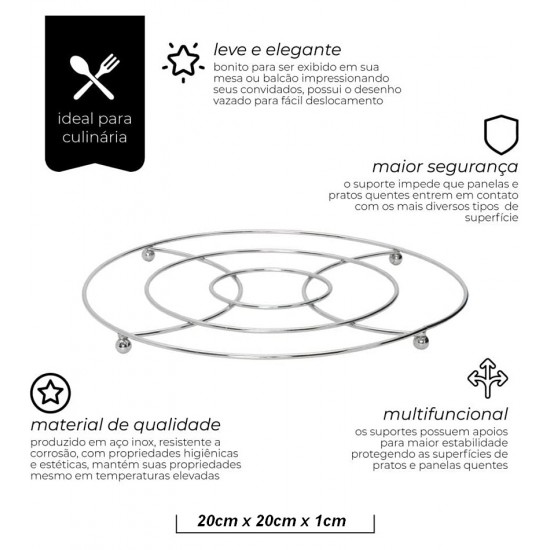 Descanso Para Panela 20cm De Aço Inox Mimo Style